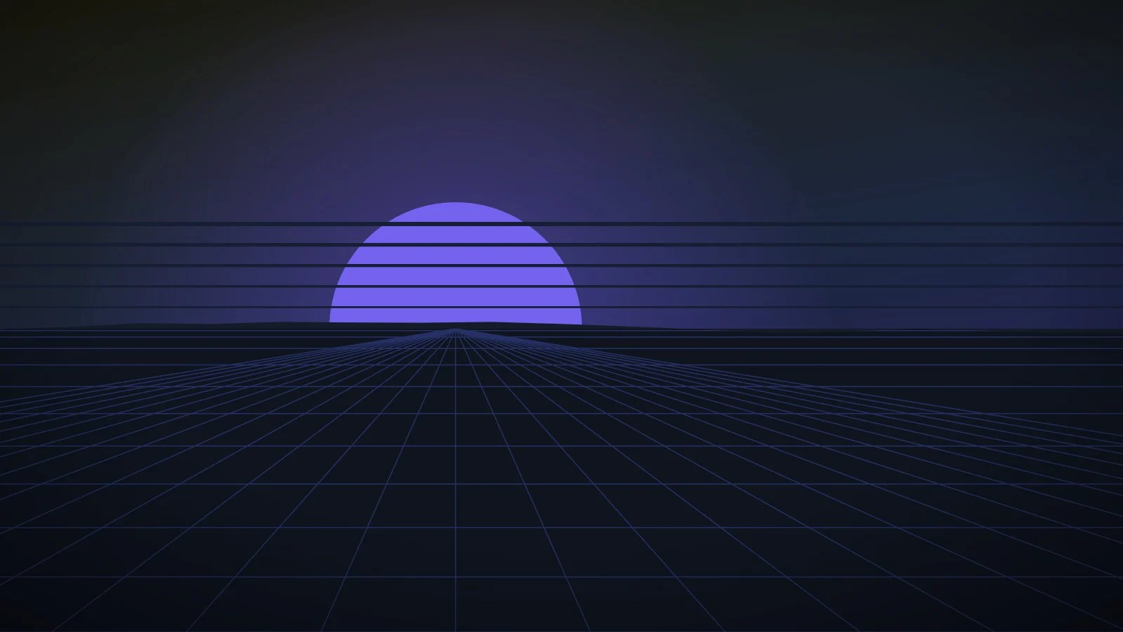 Illustration: a perspective grid running toward a striped sun